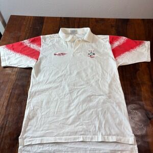 Vintage 1993 Willow Pointe USA 14th Maccabiah Games Polo Shirt White‎ Red Mens M